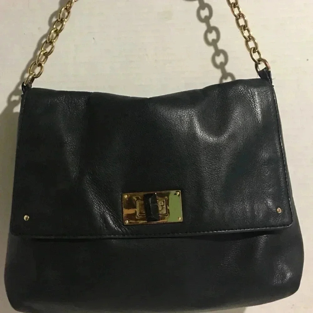 Club Monaco black leather hobo handbag